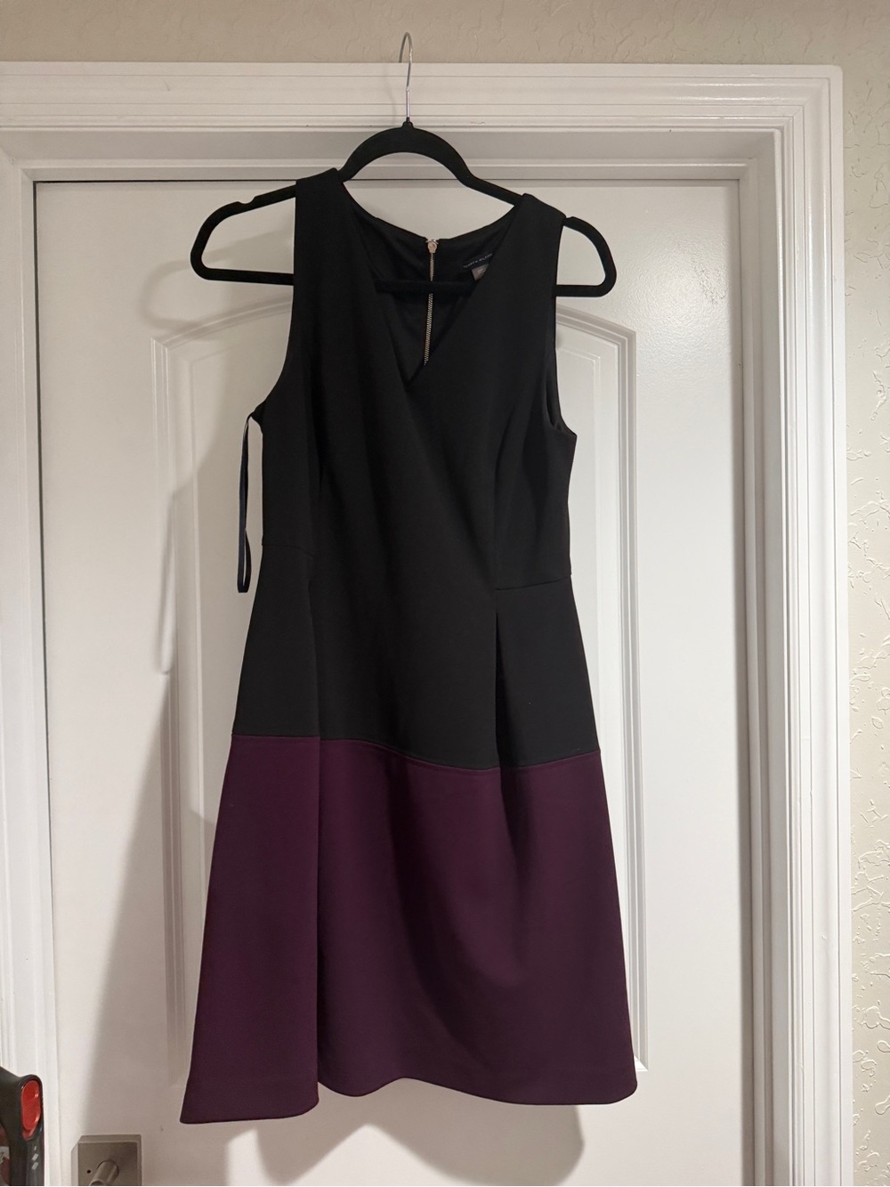 Tommy Hilfiger Sleeveless Colorblock Midi Dress in Black and Plum